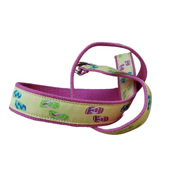 Flip Flop Hot Pink Canvas & Yellow Flip Flop Ribbon D-Ring Belt XL - Picture 4 of 6